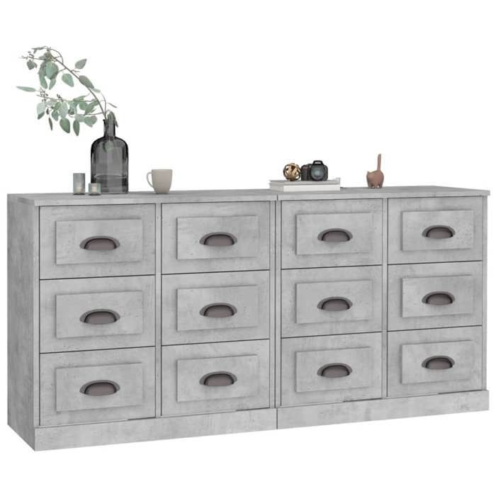 Maison Exclusive - Buffets 2 pcs gris béton bois d'ingénierie