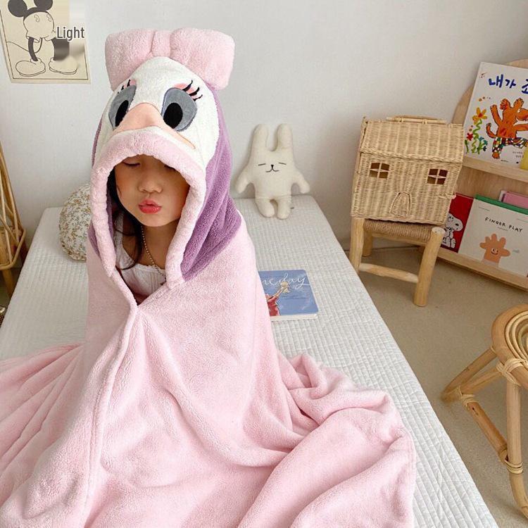 Water-Absorbent Cartoon Hooded Bath Towel Cape for Newborns & Toddlers