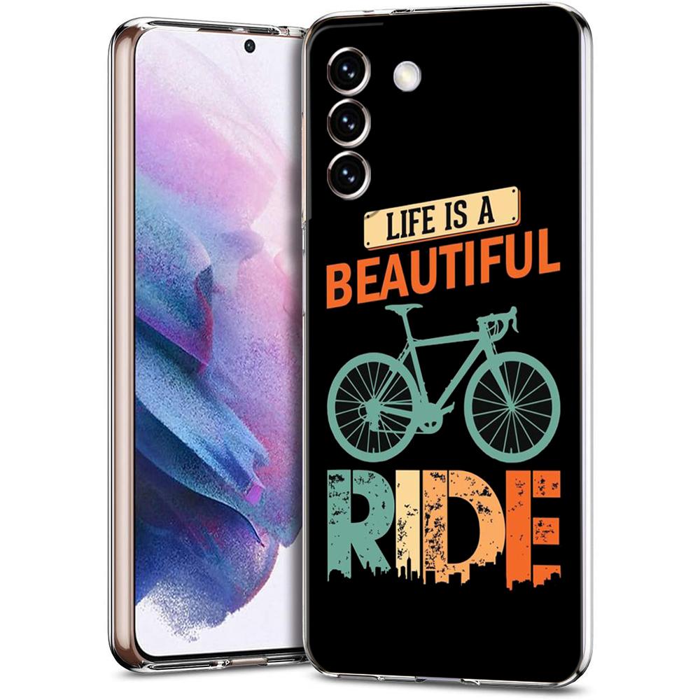 Phone Case For Samsung Galaxy S24 Ultra S23 FE S22 S20 S21 5G S10 S9 Plus S10E S8 Silicone Clear Mountain Bike Cycling Art Cover
