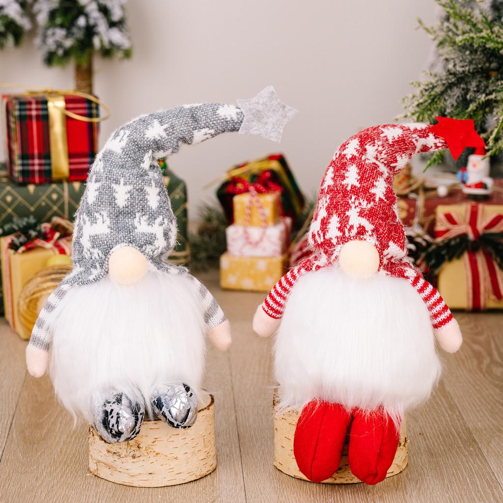 Entzückende Weihnachtsdekoration Plüsch-Wicht stehend Rentier-Design Rote Graue Farben