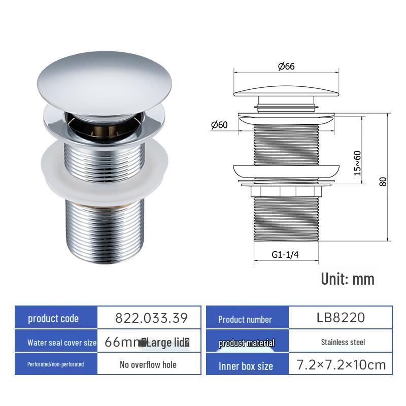 Pop-up Lavatory Basin Drain Stopper