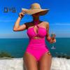 Women Monikni Sexy Suspender One-Piece Bikini Slim Fit Padded No Underwire Swimsuit Beach Sports Wear
