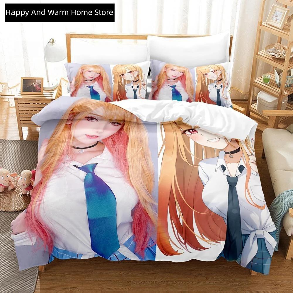 Anime My Dres-Up Darling Beding Set Single Twin Ful Quen King-Sized Dimensionsd Dimensions Bed Linen Set Adult People Young Boys Bedrom Duvet Cover