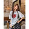 Korean Gray Cotton Short-sleeved T-shirt Women's Summer New Design Lazy Loose and Thin Half-sleeved Top