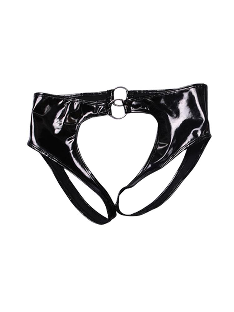 Elastic Latex Pvc Low-Rise G-String Oil Shiny Sexy Micro Thong T-Back Pu Faux Leather Sexy Brifes Gay Wear Plus Size Open Crotch