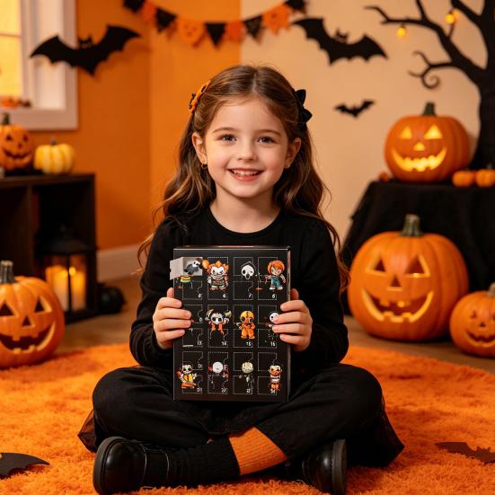 Halloween Adventskalender 2026, 24-Tage Countdown-Box, Gruselige Feiertags-Mitgebsel für Kinder Erwachsene, Horror-Themenkalender