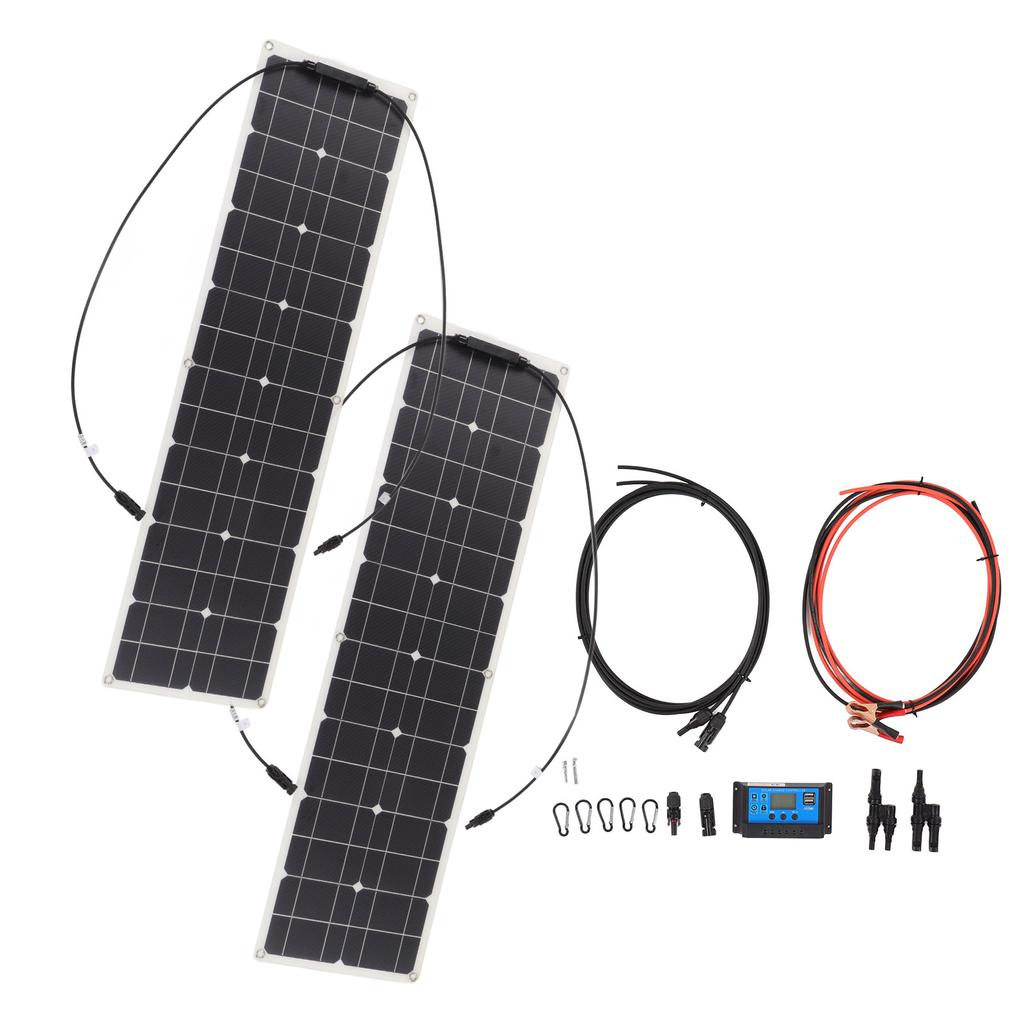 Flexible Solar Panel Set 100W Monocrystalline Silicon Solar Outdoor Equipment for RV Camping