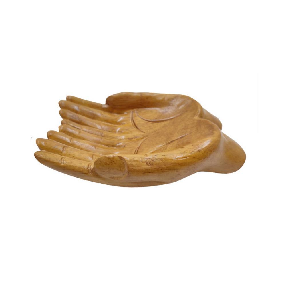 

Изящная фруктовая тарелка ручной работы «Рука Будды», декоративная гладкая деревянная подставка для дисплея, резной хрустальный поднос для дисплея, домашний декор