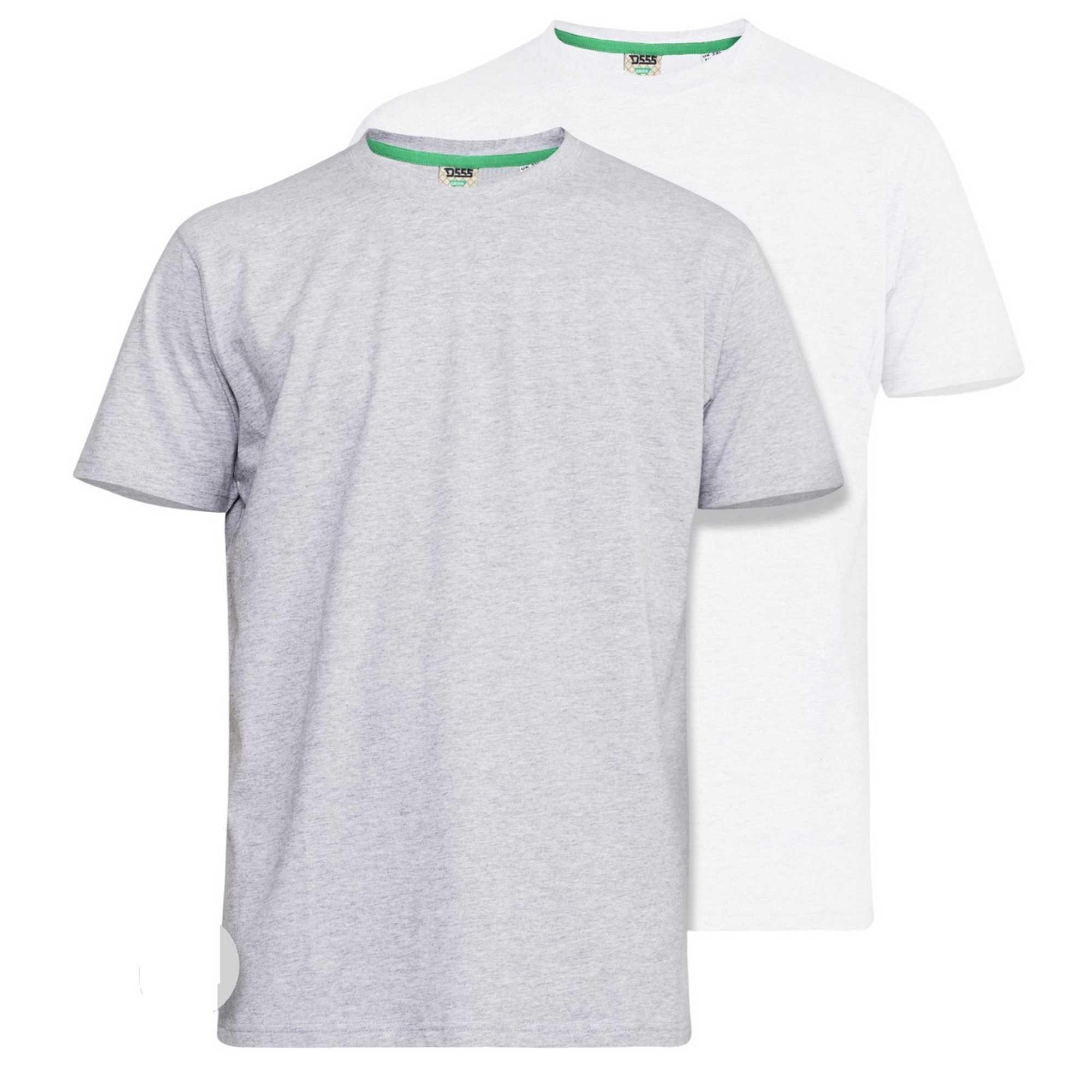 Duke Heren D555 Fenton Kingsize T-shirt (2-pack) 5XL grijs/wit