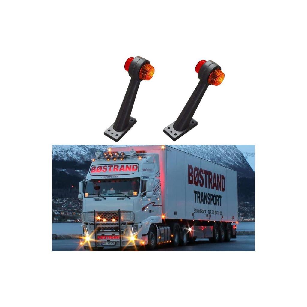 APSMOTIV Side Rubber Stalk Marker Light Red/Amber Lamp 12v for Truck Caravan Kenworth Peterbilt Freightliner Western Star Trucks Semi Trailers 4-Pack