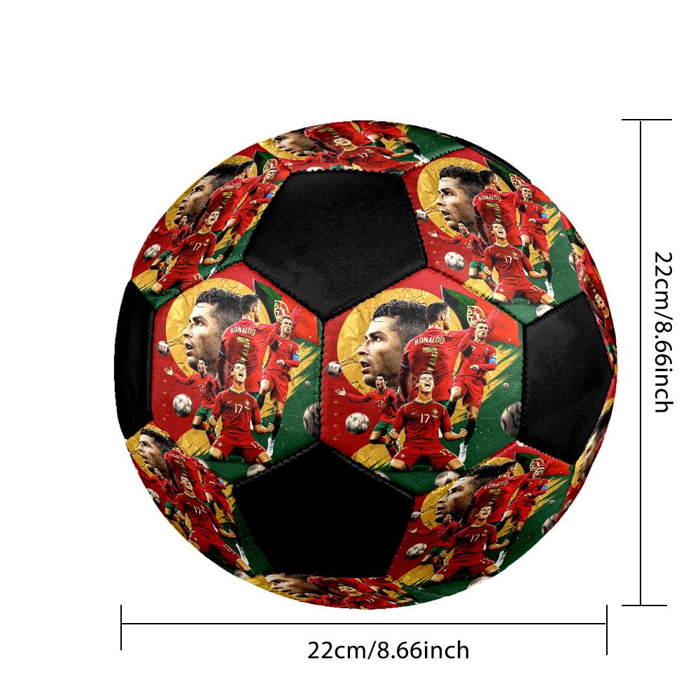 Pallone Calcio a 5 Ronaldo Colorato Per Tutte le Età Misura 5 Cucito a Macchina PVC Pronto per la Competizione Resistente Ad Alto Rimbalzo
