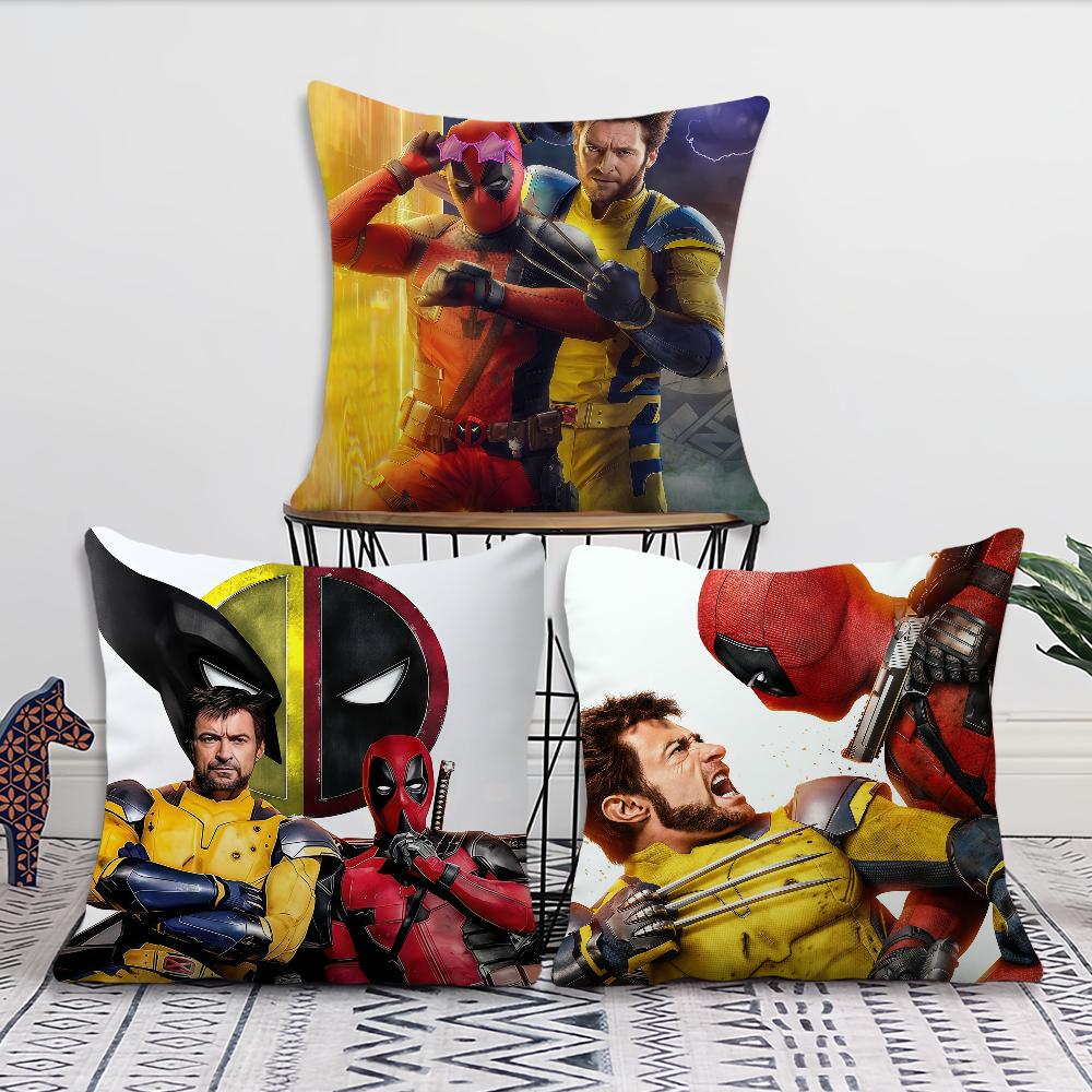 Movie Cool D-Deadpool W-Wolverine Ml Cushion Cover Soft Hogar Pillowcase For Sofa Living Room Bed Home Decor Protective Covers
