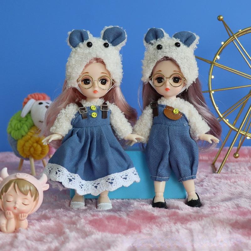 17CM mini pohyblivá 13kloubová panenka Dívčí hračka 3D Big Eyes BJD Princess Kompletní oblečení Kolekce šatů Dětská panenka Dárek
