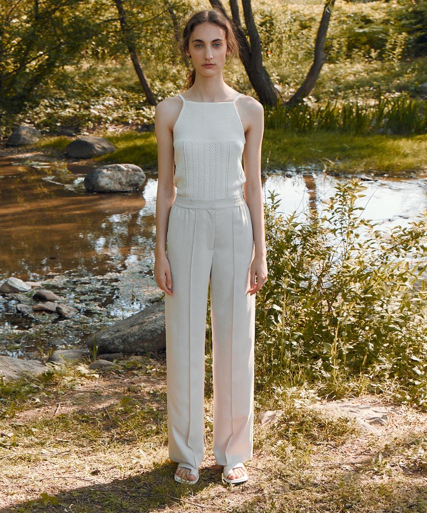 RE RHEE Pintucked Wide Leg Trouser
