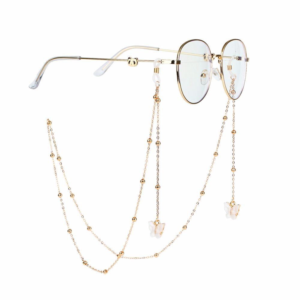 Simple Eyewear Non-slip Zinc Zinc Alloy Anti-lost Metal Glasses Chains Neck Strap Butterfly Mask Hanging Rope