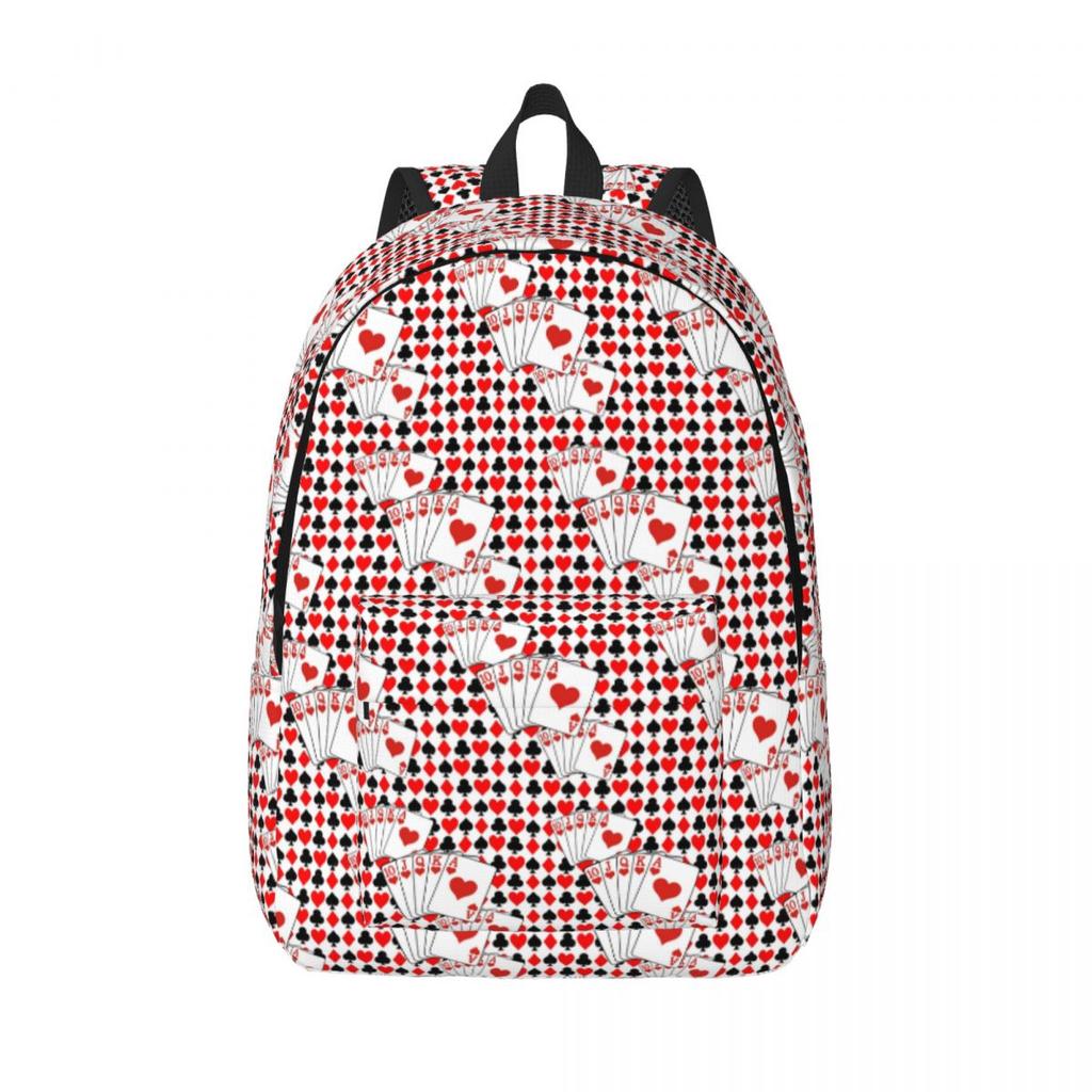 Casino Nights Red Queen Of Hearts Backpack Hot Sale Daypack Large Capacity BookBag School Bag Shoulder Bags for Men Women