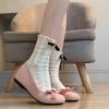 French Pink Heightening Bow Mary Jane Shoes New Autumn Skirt Light Mouth Single Shoes