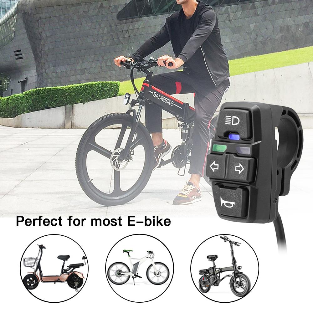 3 In 1 E bike Headlight Turn Light Horn Switch Electric Scooter Handlebar Lamp Horn Turning Light Control Multi