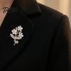 Clothing Decoration Pin Rhinestone Flower Brooch Pin, Bling Floral Lapel Coats Jewelry for Women, Coat Shirt Sweater Dress Decorative Accessory