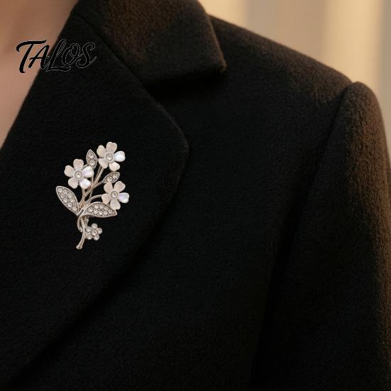 Clothing Decoration Pin Rhinestone Flower Brooch Pin, Bling Floral Lapel Coats Jewelry for Women, Coat Shirt Sweater Dress Decorative Accessory