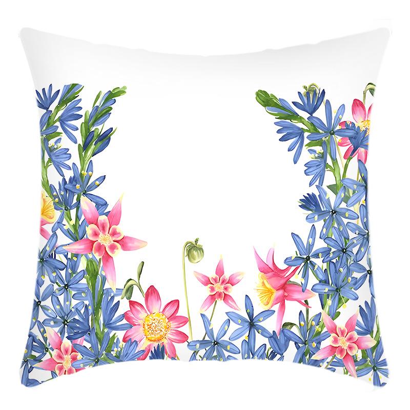 Fashionable Spring Flower Spring Elements Pillow Cover Linen Flower Cushion Pillow Cover