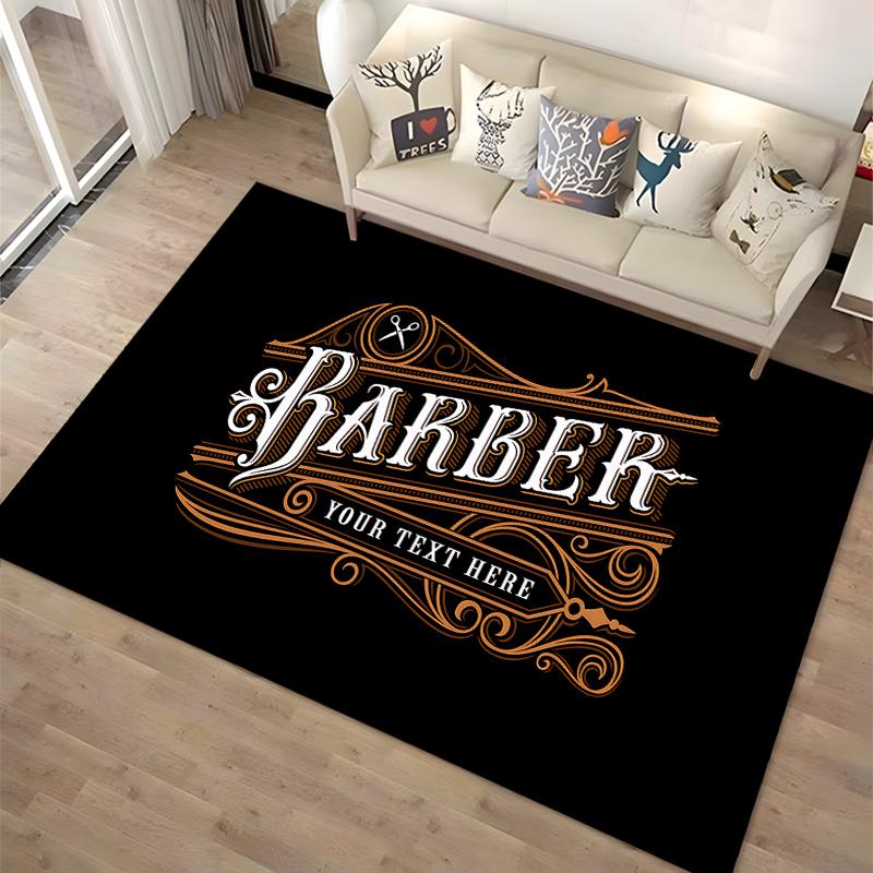 15 Size Barber Shop Retro Signage Area Rug Large Carpet Rug for Living Room Bedroom Kitchen Bathroom Bedside Play Anti-slip Mat