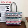 Ethnic Style Canvas Tote Bag With Print Large Capacity For Daily Use