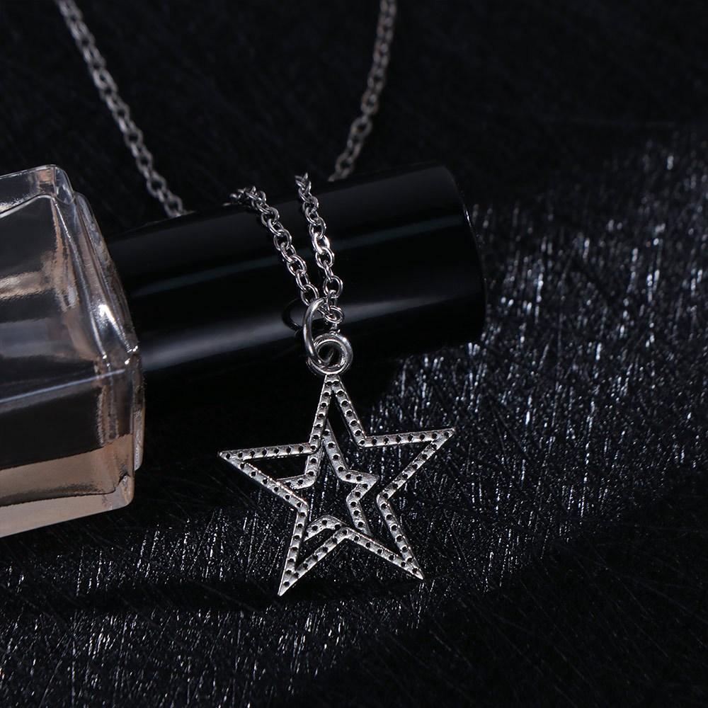 Zinc Zinc Alloy Star Pendant Necklace Hollow Choker Korean Clavicle Chain Vintage Pentagram Necklace  Jewelry