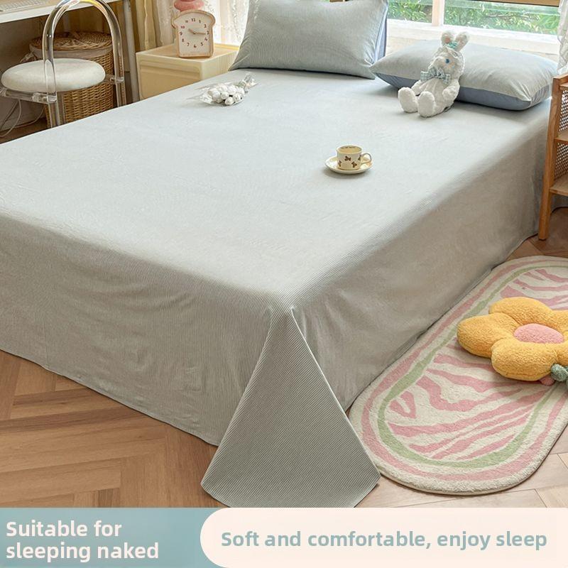 Minimalist Striped Bed Sheet Soft Household & Student Dorm Single Double Bed Bedding