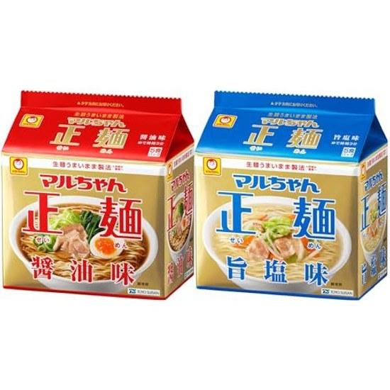 Maruchan Seimen Soy Sauce Umami Salt Assortment (1 bag each 5 servings x 2 types total 10 pieces Ramen bagged noodles) Instant (non-fried noodles box
