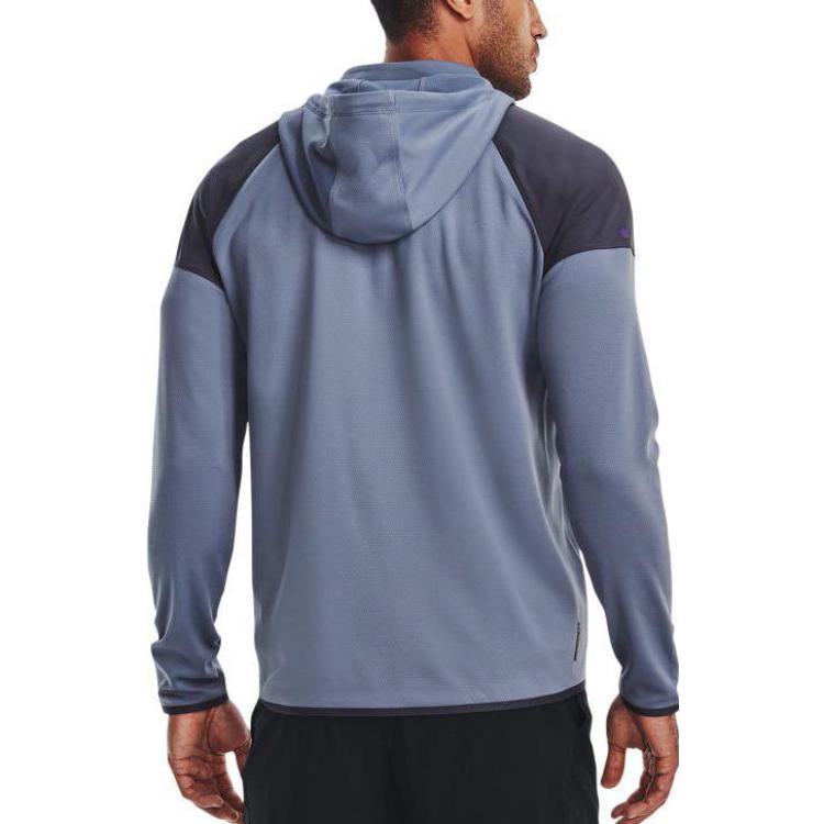 Under Armour Rush All Purpose Fz Solid Logo Print Sports Casual Hooded Jacket Men Jacket Purple 1373719-767