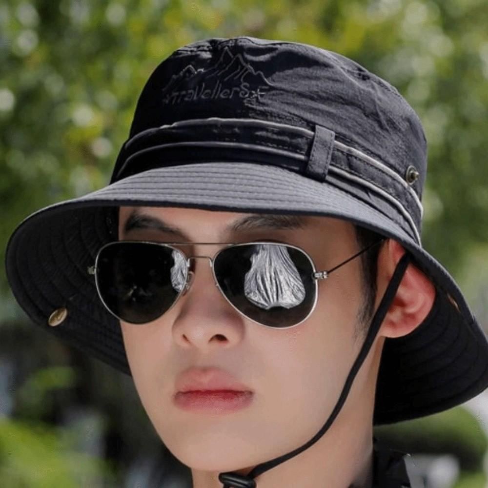 Anti-UV Protection Sunscrean Bucket Hat Wide Brim Outdoor Fishing Cap Portable Men Sun Hat Hiking