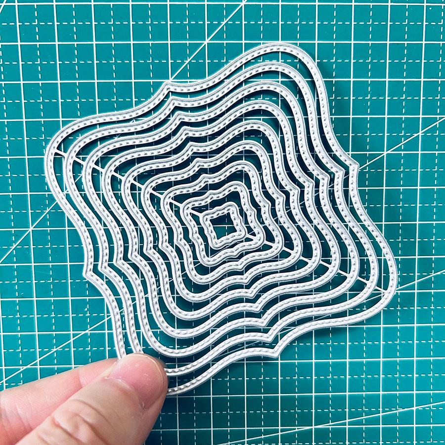 Multi-layer Square Curved Border Die Cuts for Card Making, Cutting Dies, Metal Die Cutting Mold, Scrapbooking Dies, Etched Embossing Stencil for Craft