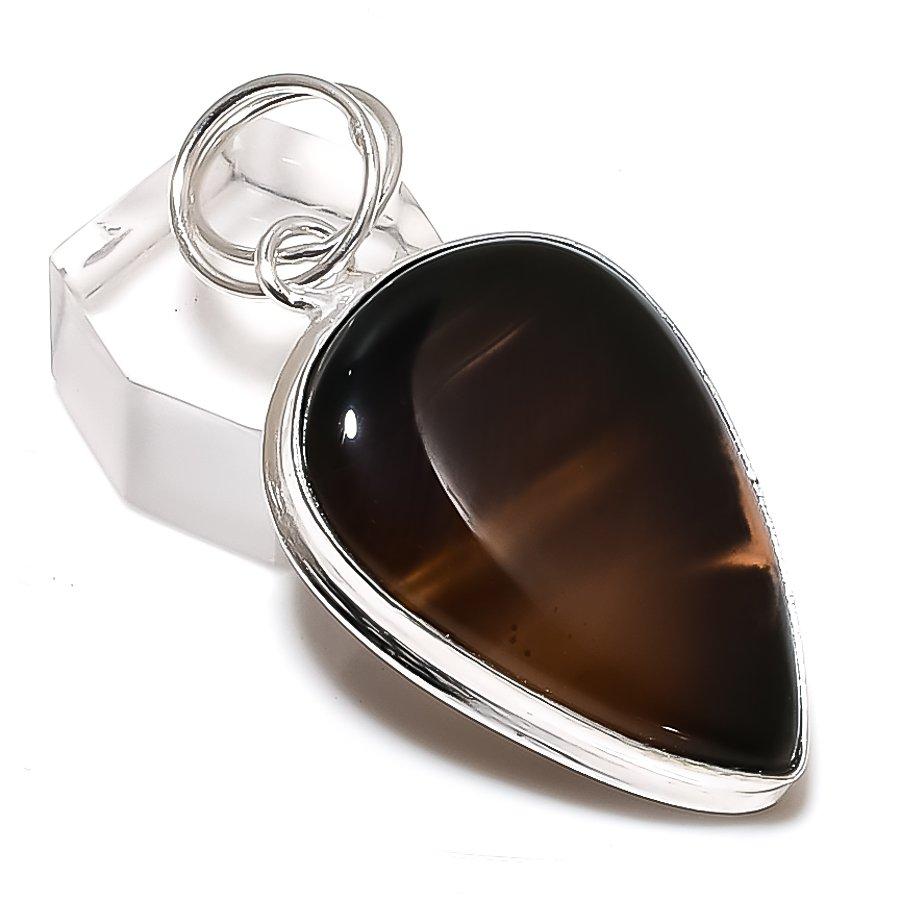Montana Agate Gemstone Handmade 925 Sterling Silver Jewelry Pendant 2.05" U7E42
