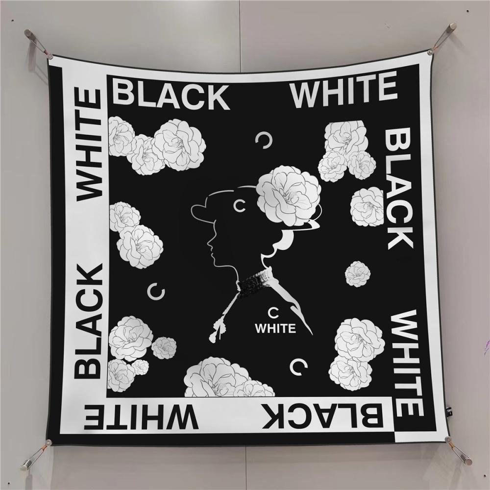 Silk Scarf Women Fashion Printed Square Scarves Head Echarpes Silk Foulards Femme Wraps Beach Shawls Bandana Lady Hijabs 90CM
