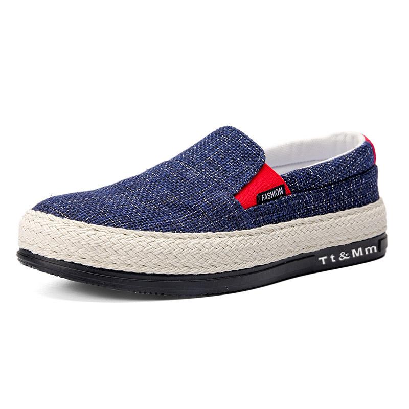 Hot Sale Men's Loafers Linen Breathable Casual Flats Shoes Men Espadrilles Slip-on Canvas Shoes Man Fisherman Driving Footwear