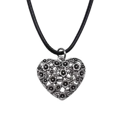 45cm Necklace Leather Chain Big Love Heart Angel Peace Wedding Jewelry Findings QN043