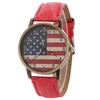 Vintage British Style Quartz Watch With Denim Band And American Flag For Unisex Casual Wear