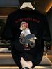 Motorcycle Bear Tshirt Unisex Women Cute Biker Bear Graphic Tee Casual Streetwear Black Cotton Tops