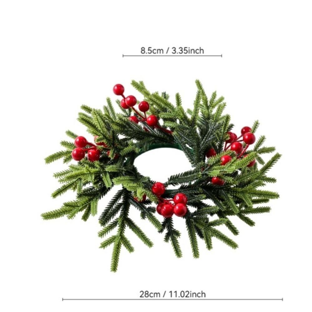 Artificial Berries Pinecone Pine Christmas Wreath Table Home Party Decoration Candlestick Wreaths Xmas Candle Wreath