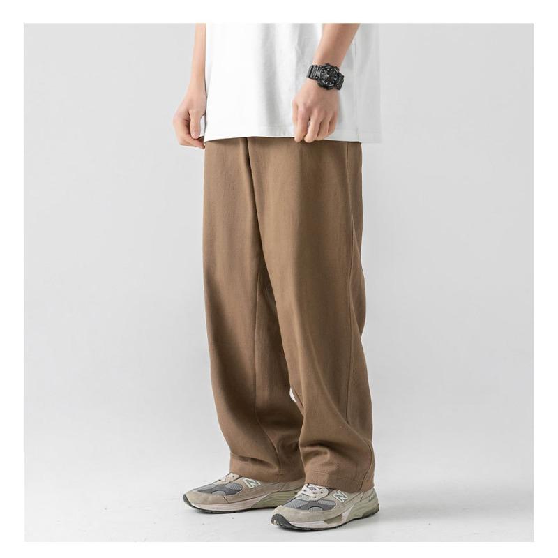 Men S Vintage Loose Fit Cotton Casual Solid Long Trousers