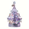 Purple Christmas Tree Music Box Building Block with Lights and Gift Bags Toys Adult Home Decor Gifts