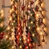 Indoor Festive Decor Lighted Wooden Christmas Tree Ornament, Rustic Holiday Wall Decoration with LED Living Room Light for Home Bedroom and
