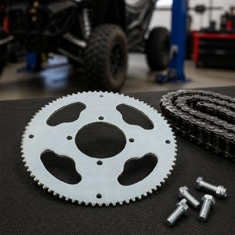 25H Steel Rear Gear for Chain Drive Replacement, 80 Tooth Silver Wheel with 4 Bolt Mounting Pattern and 54 Mm Center Bore for Small Vehicle Service