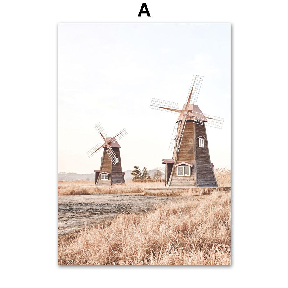 Beige Reed Orchid Bike Landscape Posters And Prints Canvas Painting Wall Art Pictures For Living Room Home Decor Aesthetic