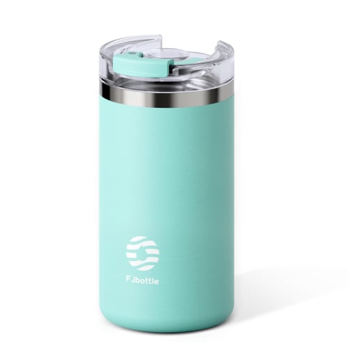 FJbottle 450ml Vacuum Insulated Mug Bottle, 2-Way Bottle, Keeps Hot or Cold, Perfect for Drinking from a Cup or Directly, Portable, Easy to Clean, Wid