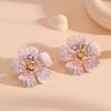 New three-dimensional flower earrings women's ins light luxury high-end earrings popular versatile fashion niche earrings
