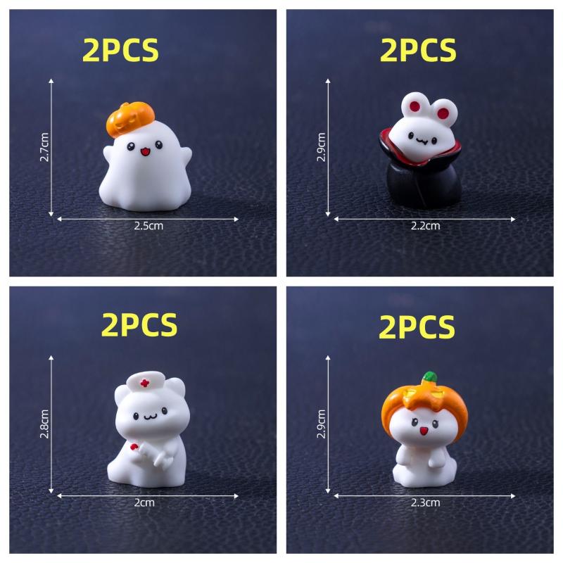 4/8 Stück Süße Kürbis Geist Dekoration Halloween Mikro-Landschaft Miniaturfiguren Harz Handwerk Mini Feengarten Ornamente