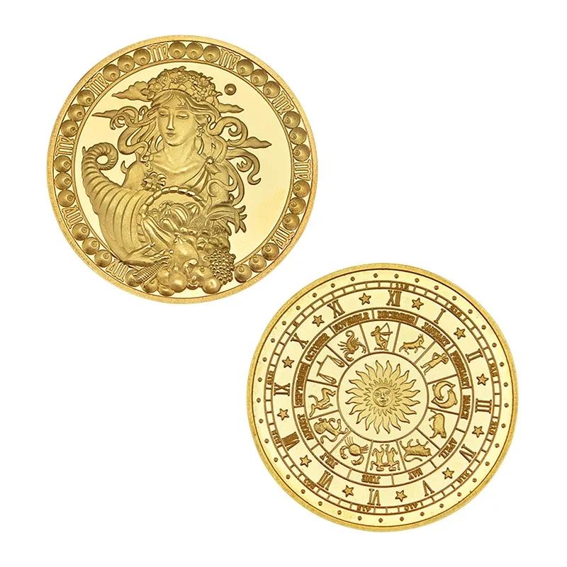 4cm Zodiac Souvenir Coin Collectible Physical Collection Lucky Metal Antique Home Decorations
