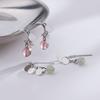 Tassel Semi-Round C-Shaped Earrings, Short Guochao Strokes Peach Blossom Luck, Strawberry Crystal Earrings, Women'S Small Disc Hetian Jade Earrings